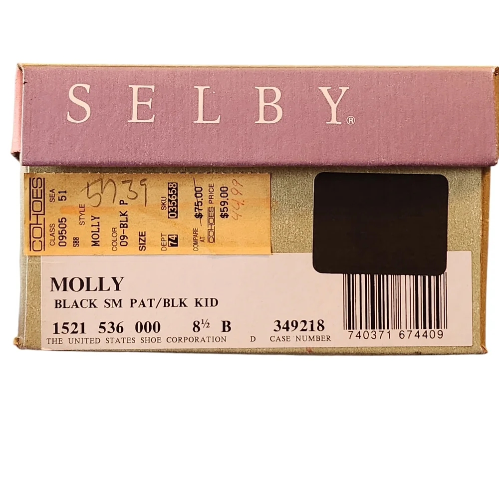 Vintage Selby Molly Black Patent Leather Heels Made in USA Size 8.5B